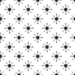 Winter hand drawn seamless pattern with snowflakes. Vector illustration