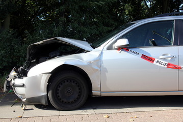 Close up of a crashed car