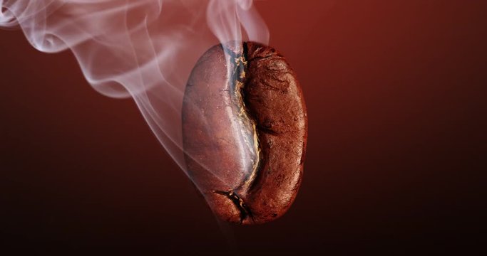 hot coffee bean smoked in a deep dark background