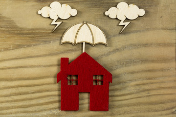 Umbrella,Cloud ,House Insurance Consept