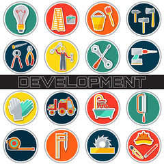 set of colored icons. tools for construction and repair. vector illustration. Isolated
