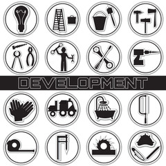 set of black and white icons. tools for construction and repair. vector illustration. Isolated