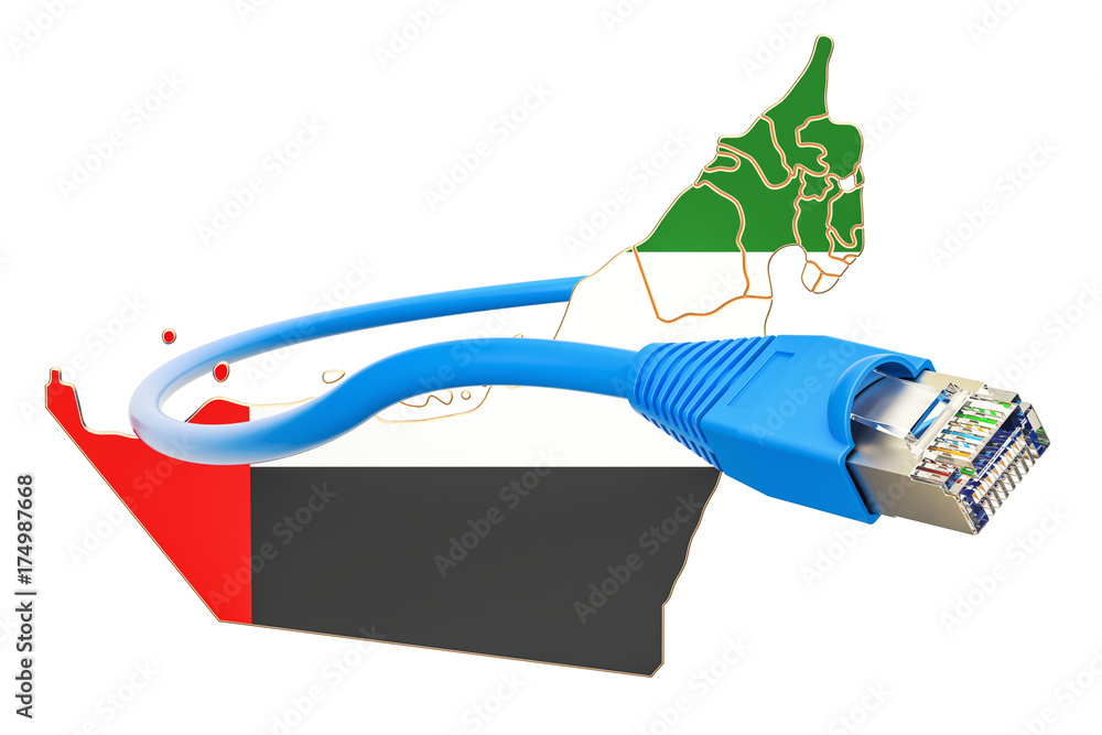Poster internet connection in uae concept. 3d rendering