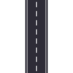 Seamless asphalt road isolated on white background. Vector illustration.