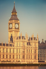 Fototapeta na wymiar Big Ben and houses of parliament in London, UK