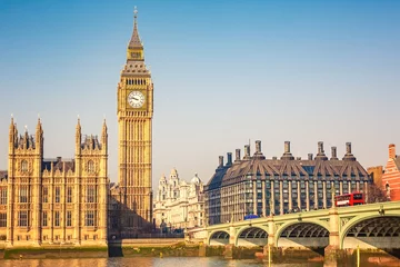 Poster Big Ben en Westminster Bridge in Londen © sborisov