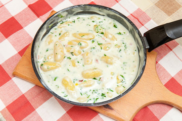 Gnocchi ready for serve angle