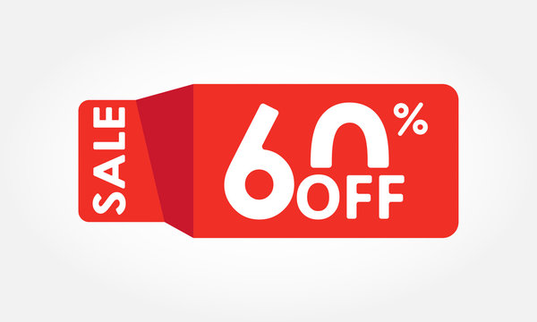 60% off. Sale and discount tag with 60 percent price off icon. Vector illustration.