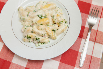 Gnocchi in plate