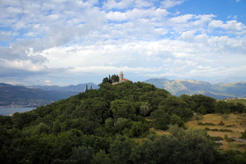 Fototapeta na wymiar Ancient church on the hill, Montenegro