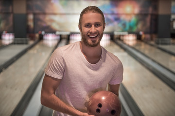 Man playing bowling