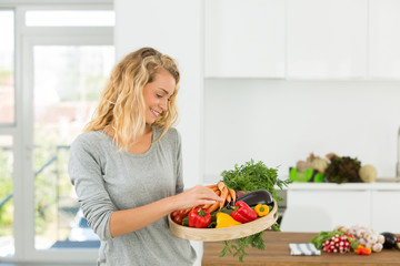 beautiful mother in kitchen