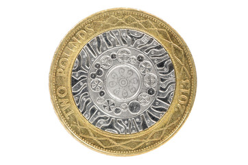 Closeup of british 2 pounds coin
