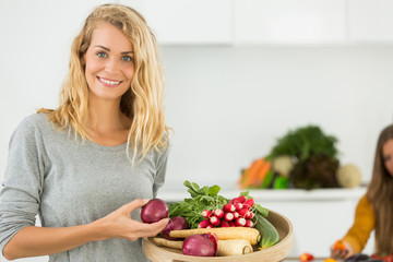 beautiful mother in kitchen