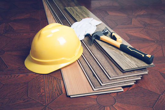 hammer, laminate and hat