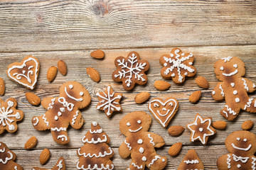 christmas cookies on  wooden.