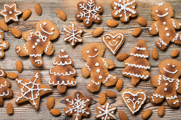 christmas cookies on  wooden.