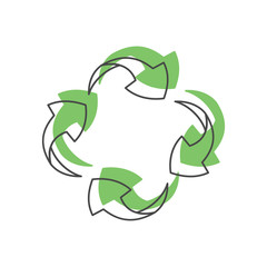 Recycle green icon, doodle style
