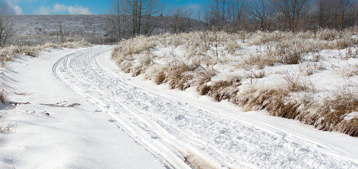 Road covered with snow