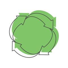 Recycle green icon, doodle style