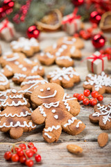 Christmas background on wooden