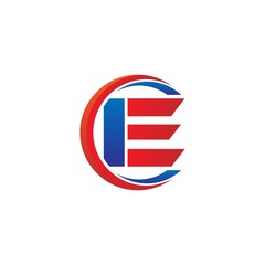 ie logo vector modern initial swoosh circle blue and red