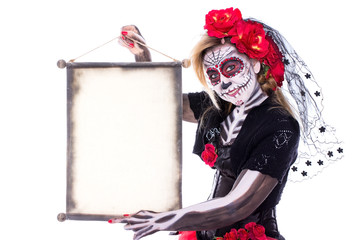 Sugar Skull mit Schriftrolle