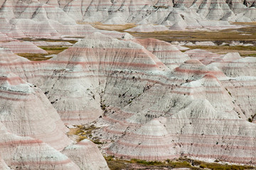 Pink and tan land in the Badlands National Park in South Dakota