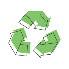 Recycle green icon, doodle style