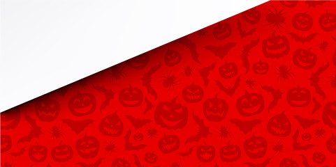 Red background with halloween pattern.
