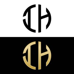 ih initial logo circle shape vector black and gold