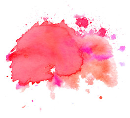 Colorful abstract watercolor texture stain with splashes and spatters. Modern creative watercolor background for trendy design.