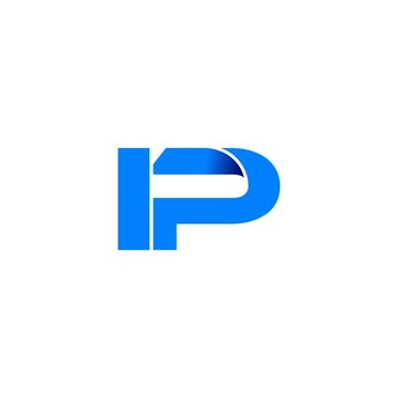 ip logo initial logo vector modern blue fold style