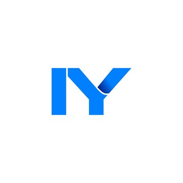 iy logo initial logo vector modern blue fold style