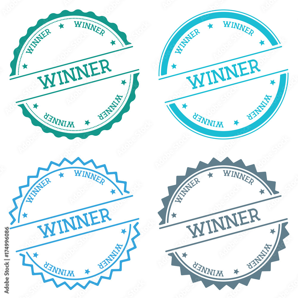Poster winner badge isolated on white background. flat style round label with text. circular emblem vector 