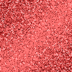 Red gold glitter. Abstract scattered pattern with red gold glitter on pink background. Delicate Vector illustration.