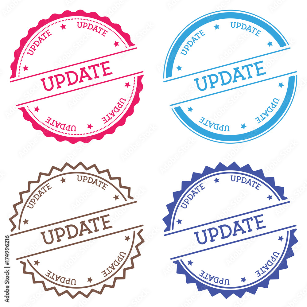 Poster update badge isolated on white background. flat style round label with text. circular emblem vector 