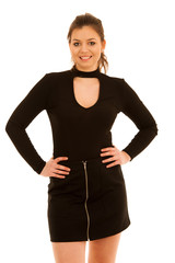 Fototapeta premium woman in short skirt isolated over white ackground