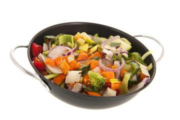 Mixed vegetables in frying pan