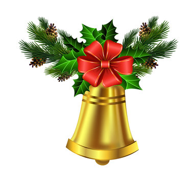 Christmas decoration evergreen trees and bell