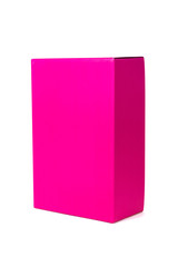 Pink Box or green paper package box isolated on White