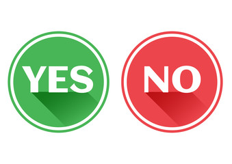 Set red and green icons buttons. Yes and no. Vector illustration.
