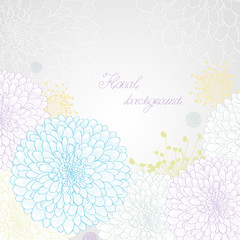 Hand-drawing floral background with flower chrysanthemum.