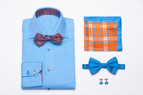 Man clothes composition. Men's shirt isolated.  Fashion background. Still-life. 