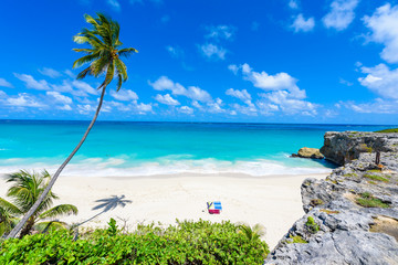 Bottom Bay, Barbados - Paradise beach on the Caribbean island of Barbados. Tropical coast with...