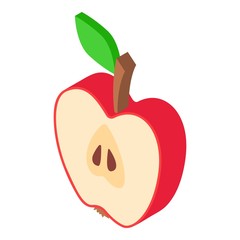 Piece apples icon, isometric 3d style