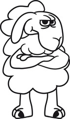 sauer böse wütend frustriert verärgert beleidigt lamm baby lustig klein süß niedlich comic cartoon schaf ziege wolle bauer bock müde cool