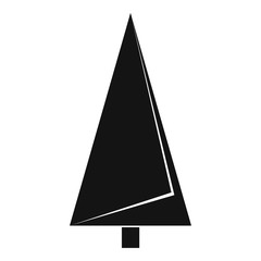 Origami fir tree icon, simple black style