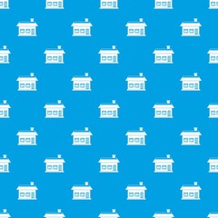 One storey house with two windows pattern seamless blue