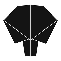 Origami tree icon, simple black style